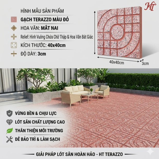 Các mẫu Gạch Terrazzo 40x40x3cm đa dạng nhiều mẫu mã và màu sắc 